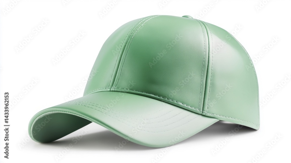 Green leather cap isolated on white background. Generative AI