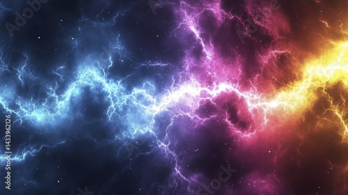 Obraz na płótnie Abstract storm color background with vibrant lightning and cosmic energy. Generative AI w salonie