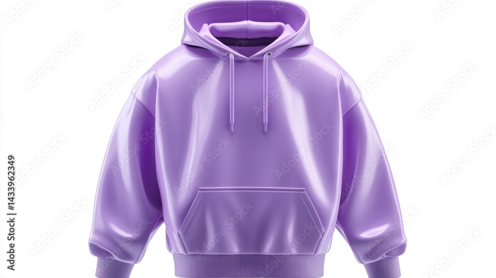 Purple hoodie mockup closeup. Isolated on white background. Generative AI