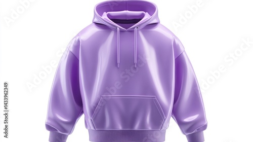 Purple hoodie mockup closeup. Isolated on white background. Generative AI