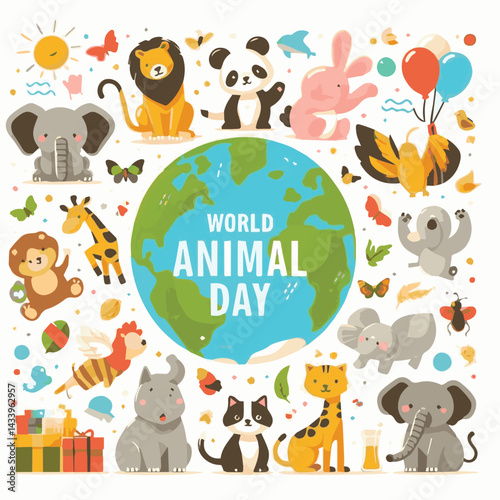 nature, wildlife, giraffe, animal, day, earth, planet, elephant, environment, conservation, illustration, eco, celebration, world, ecology, concept, design, life, natural, global, wild, cartoon, prote