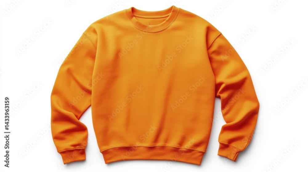Orange sweatshirt mockup isolated on white background. Generative AI