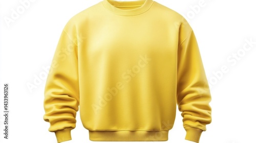 Yellow sweatshirt mockup closeup. Isolated on white background. Generative AI
