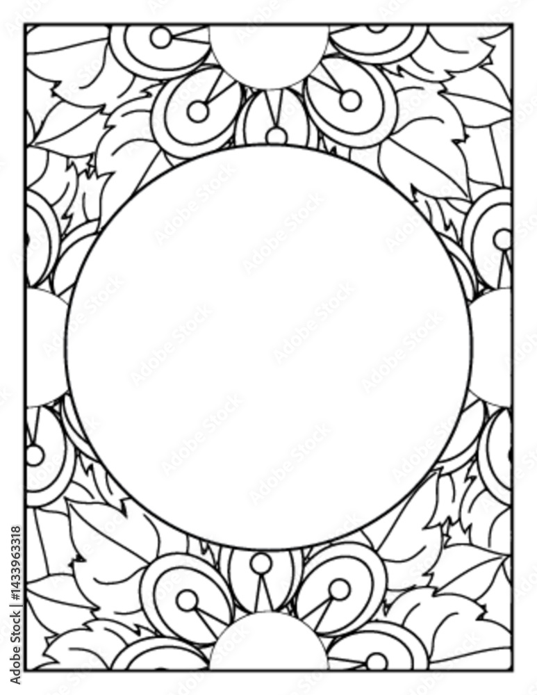 Obraz premium Flowers Circle Adult Coloring Pages