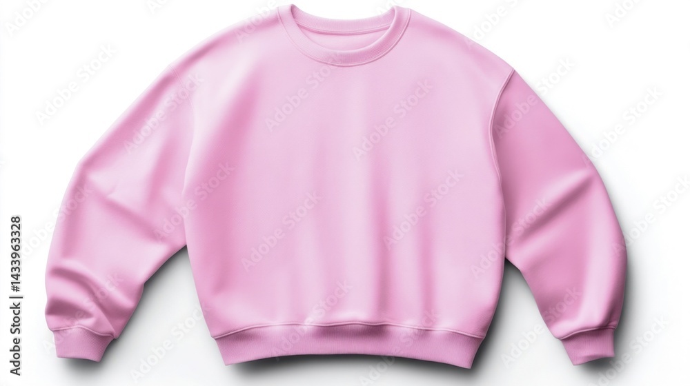 Pink sweatshirt mockup isolated on white background. Generative AI