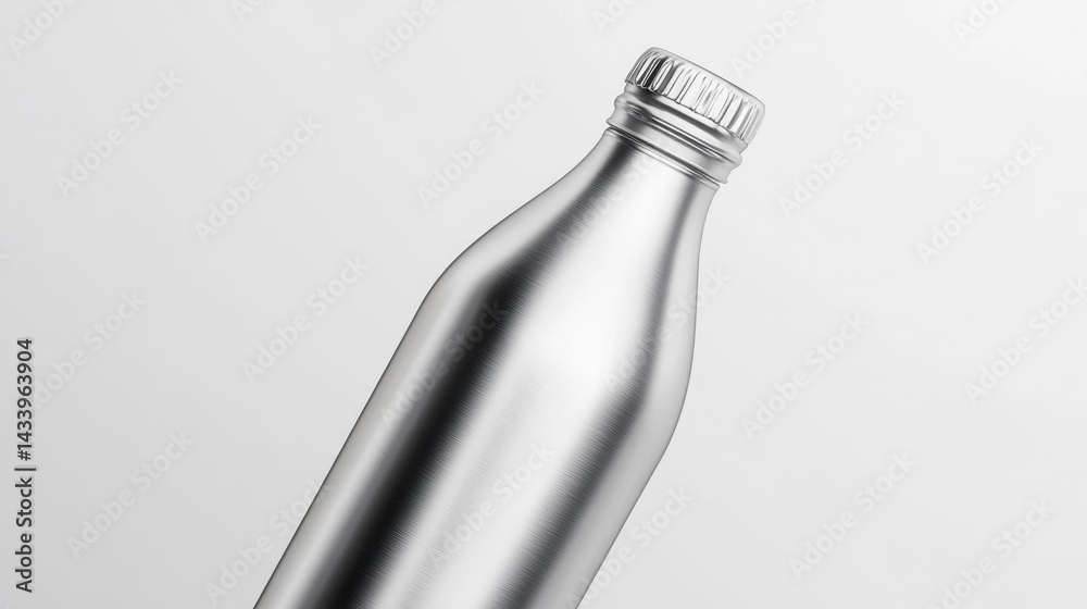 Stainless steel bottle close-up on white background. Generative AI