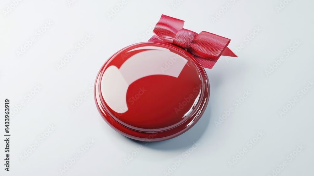 Red badge mockup isolated on white background. Generative AI