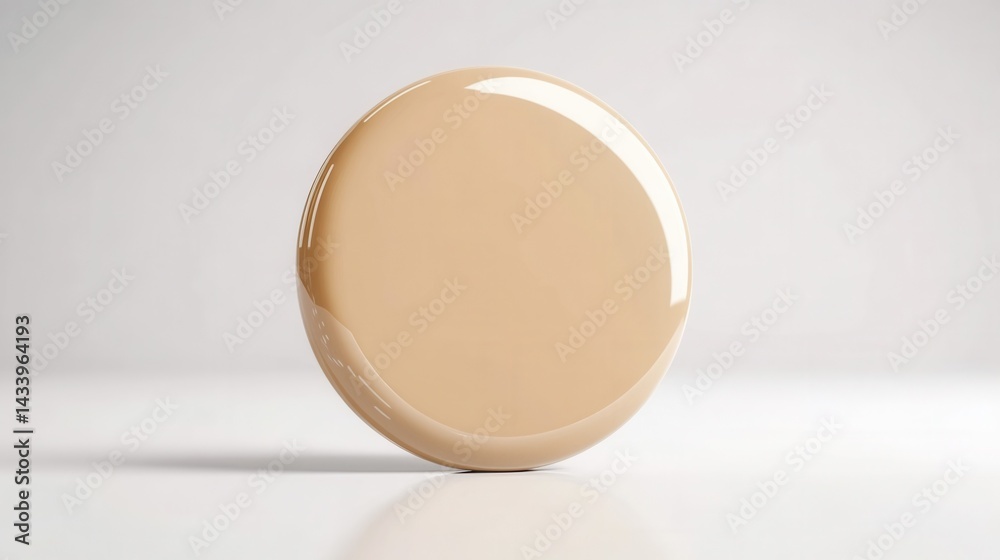 Smooth glossy beige round object isolated on light background. Generative AI