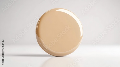 Obraz na płótnie Smooth glossy beige round object isolated on light background. Generative AI w salonie
