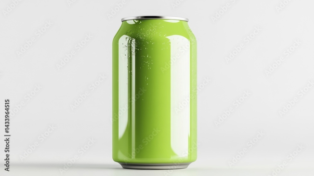 Green can on white background close-up view fresh clean design. Generative AI