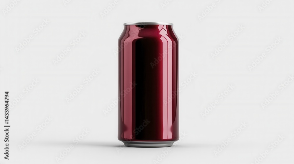 Maroon can mockup isolated on white background template. Generative AI