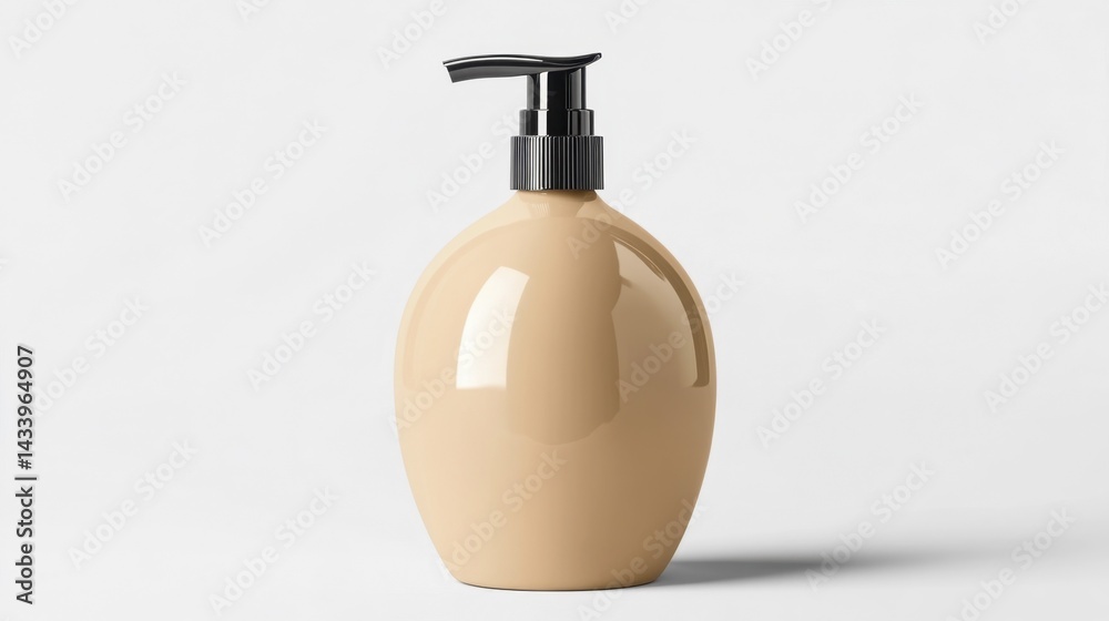 Beige shampoo mockup isolated on white background. Generative AI