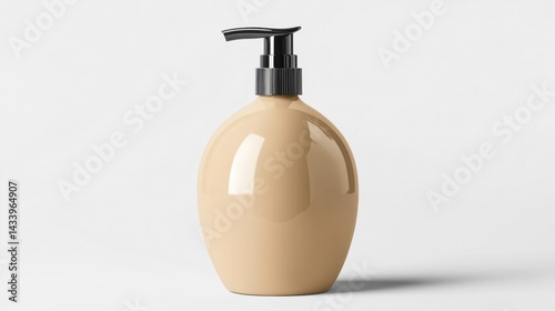 Beige shampoo mockup isolated on white background. Generative AI