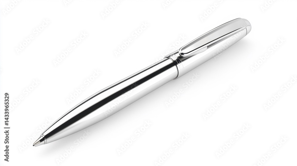 Silver pen isolated on white background. Generative AI