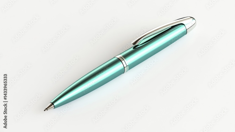 Elegant turquoise pen with metallic accents. Generative AI