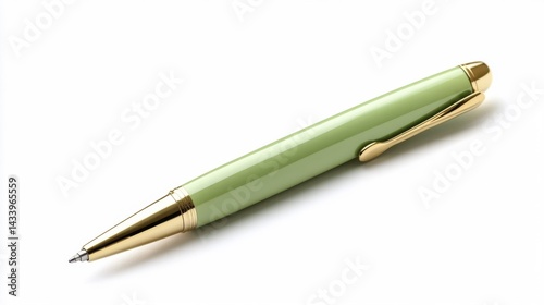 Obraz na płótnie Green pen with gold accents on a white background. Generative AI w salonie