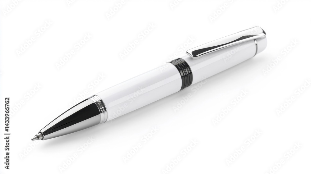 White pen mockup isolated on white background. Generative AI