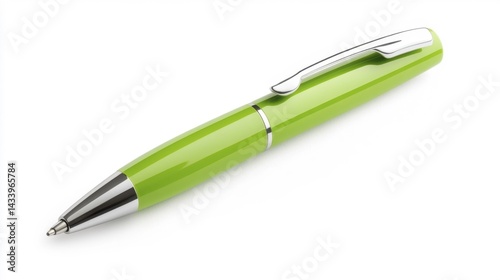 Green pen on white background with chrome accents. Generative AI