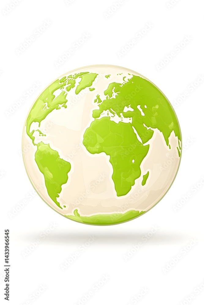 A stylized green globe illustration, showing continents in a light beige on a bright green background A stylized green globe illustration, showing continents in a light beige on a bright green background