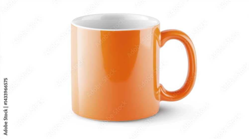 Orange coffee mug isolated on white background. Generative AI