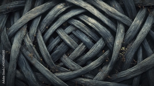Obraz na płótnie Wicker texture top view woven background design. Generative AI w salonie