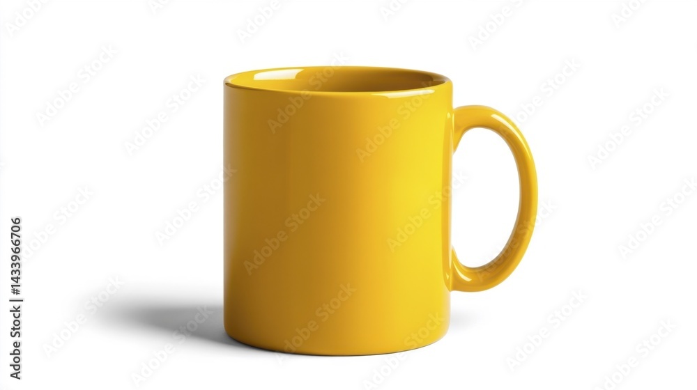 Mustard Mug Mockup Isolated on White Background. Generative AI