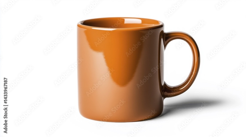 Terracotta mug mockup closeup isolated on white background. Generative AI