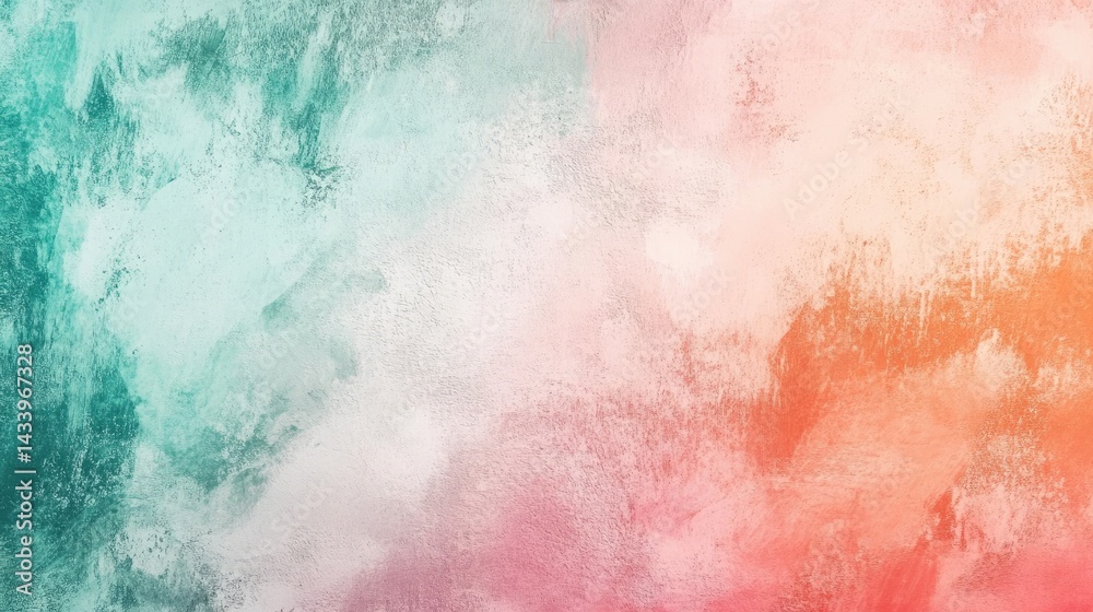Soft Pastel Abstract Painting with Blended Colors of Aqua, Pink, and Coral Perfect for Minimalist Designs Soft Pastel Abstract Painting with Blended Colors of Aqua, Pink, and Coral Perfect for Minimalist Designs