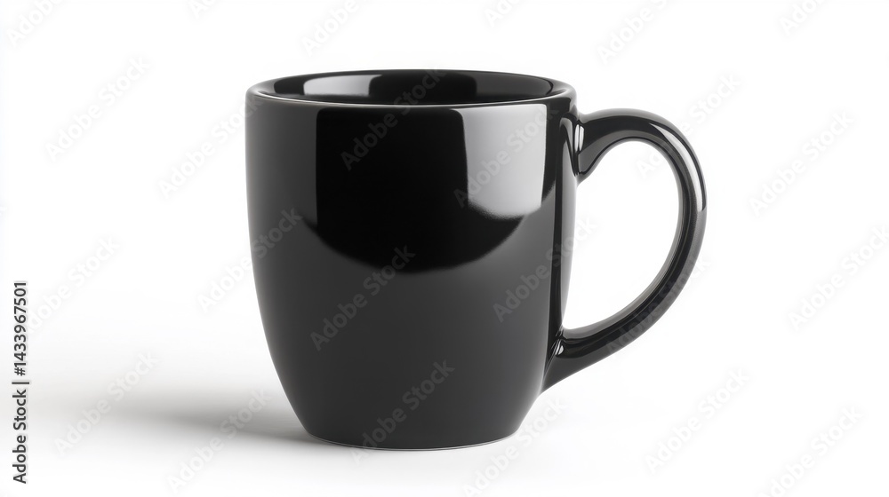 Black mug mockup isolated on white background. Generative AI