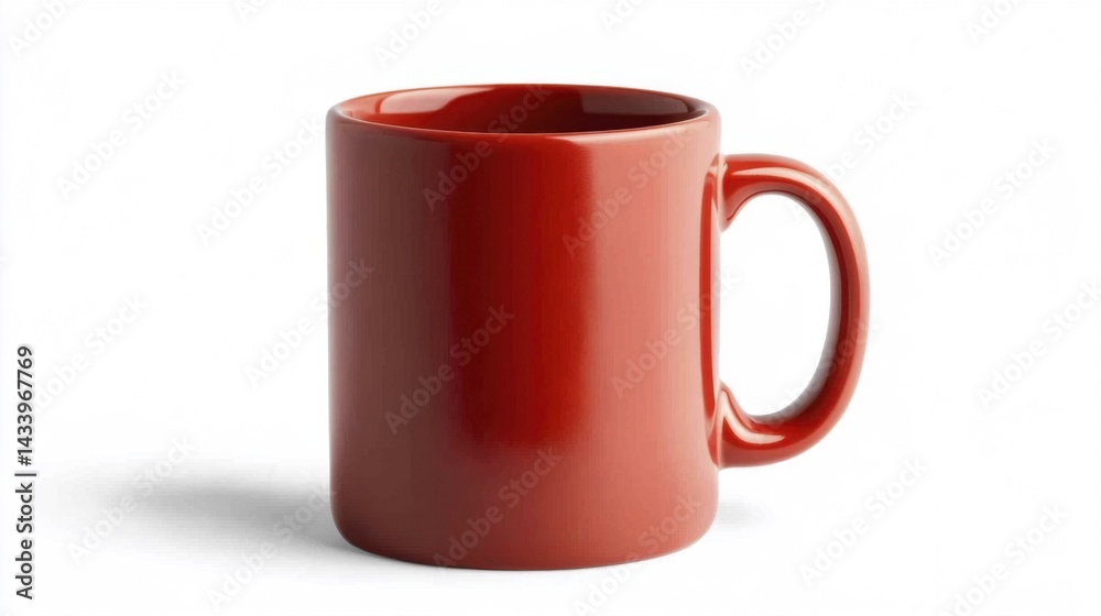 Red ceramic coffee mug isolated on white background. Generative AI