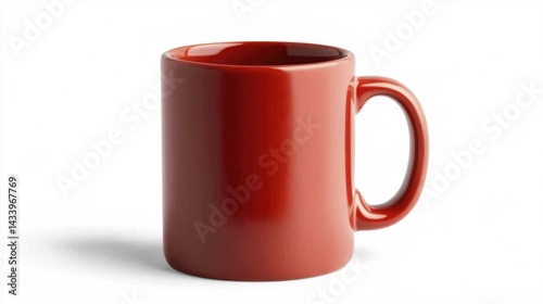 Obraz na płótnie Red ceramic coffee mug isolated on white background. Generative AI w salonie