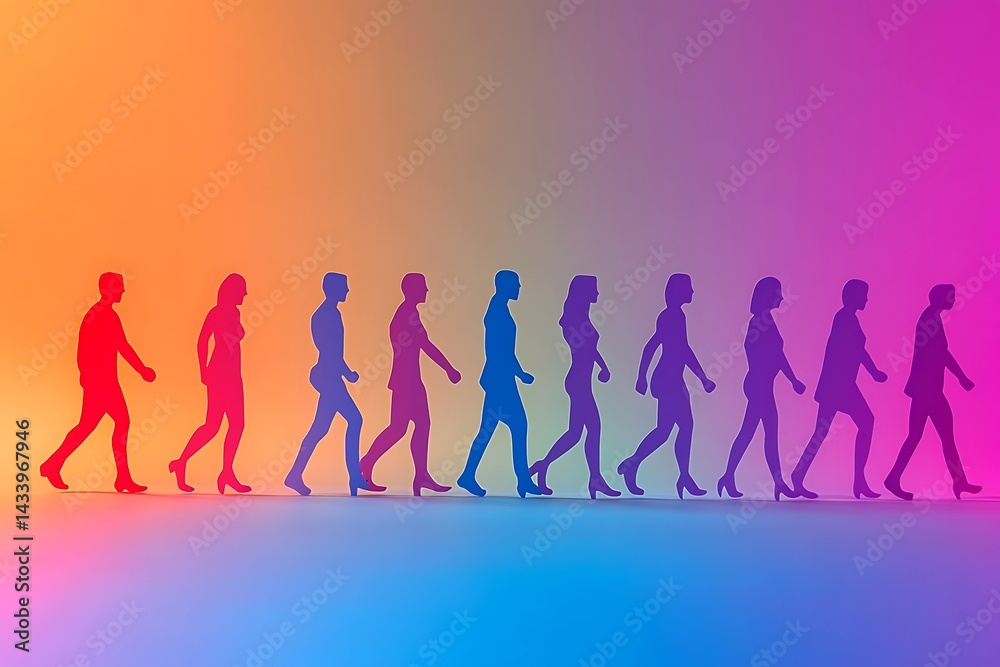 Paper People Walking Together Teamwork Success Journey Paper People Walking Together Teamwork Success Journey