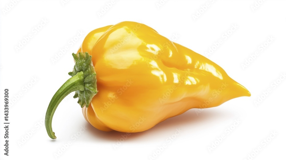 Yellow hot chili pepper isolated on white background. Generative AI