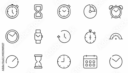 time and clock set of web icons in line style  tim (3).eps