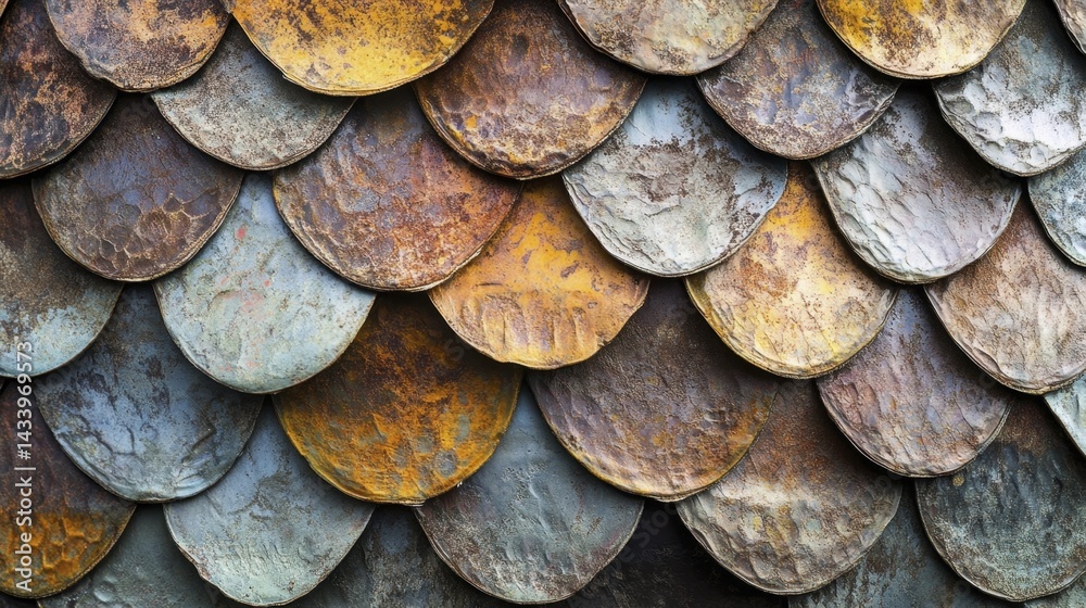 Rustic Metal Scales Texture Background. Generative AI