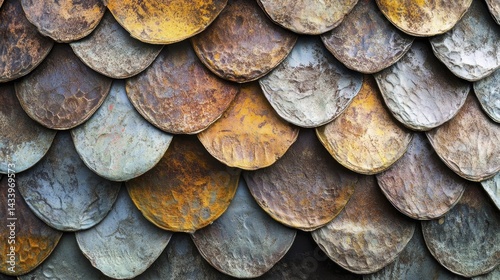 Rustic Metal Scales Texture Background. Generative AI