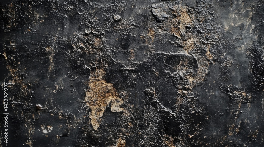Dark Grungy Wall Texture with Cracked Surface. Generative AI
