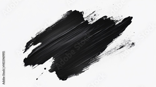 Obraz na płótnie Abstract Black Brush Stroke Texture on White Background. Generative AI w salonie