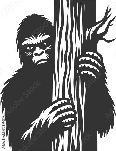 Black bigfoot vector silhouette