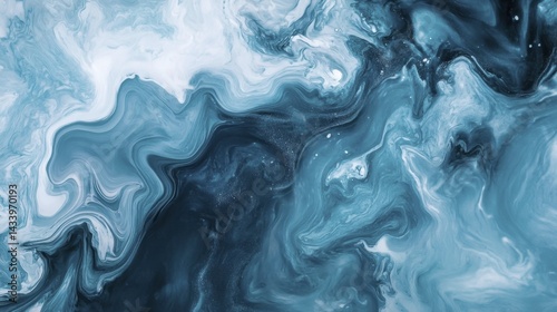 Abstract cyan color background with smooth flowing waves and fluid texture. Generative AI