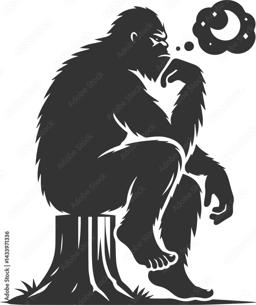 Obraz premium Black bigfoot vector silhouette