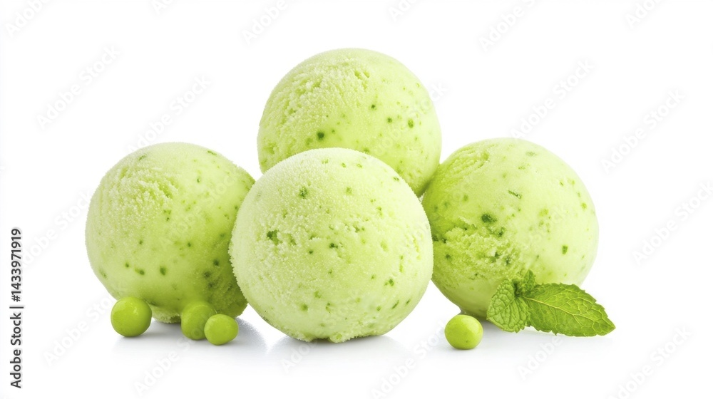 Fresh Green Sorbet with Mint and Peas. Generative AI