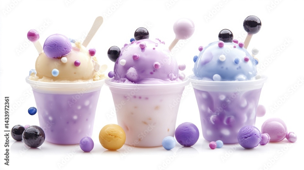 Colorful ice cream with candy sprinkles in a cup. Generative AI