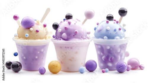 Obraz na płótnie Colorful ice cream with candy sprinkles in a cup. Generative AI w salonie