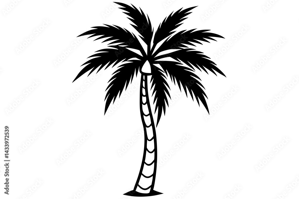 Obraz premium Vector Line Art Tree Illustration – Minimal Tree Clipart, Logo Icon Design on White Background