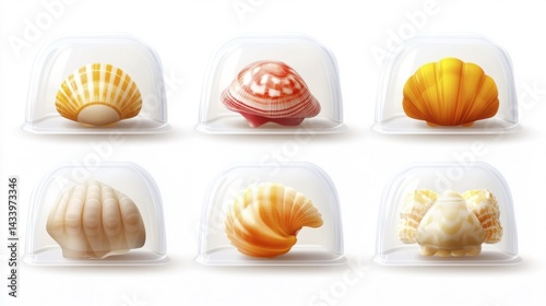 Obraz na płótnie Colorful Shells in Transparent Covers. Generative AI w salonie