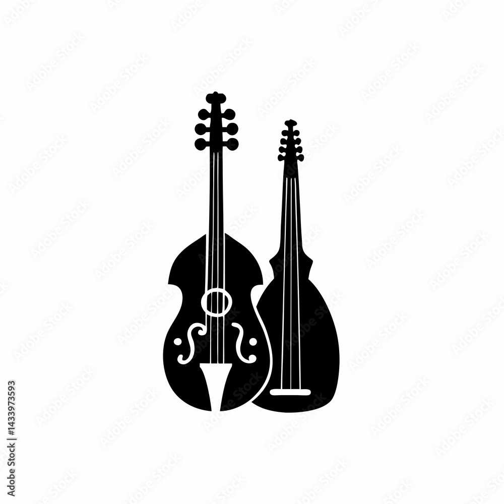Naklejka premium creative Silhouette Three-stringed instrument Icon Vector Illustration