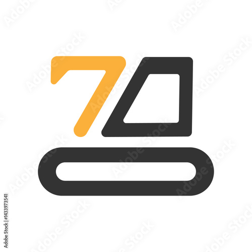 Construction Equipment Logo – Excavator Icon in Flat Minimal Style