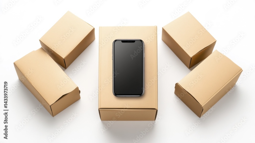 Phone box packing isolated on white background mockup. Generative AI