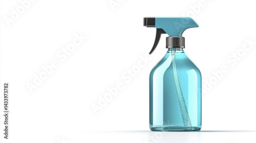 Obraz na płótnie Blue cleaning spray bottle with nozzle on a white background. Generative AI w salonie